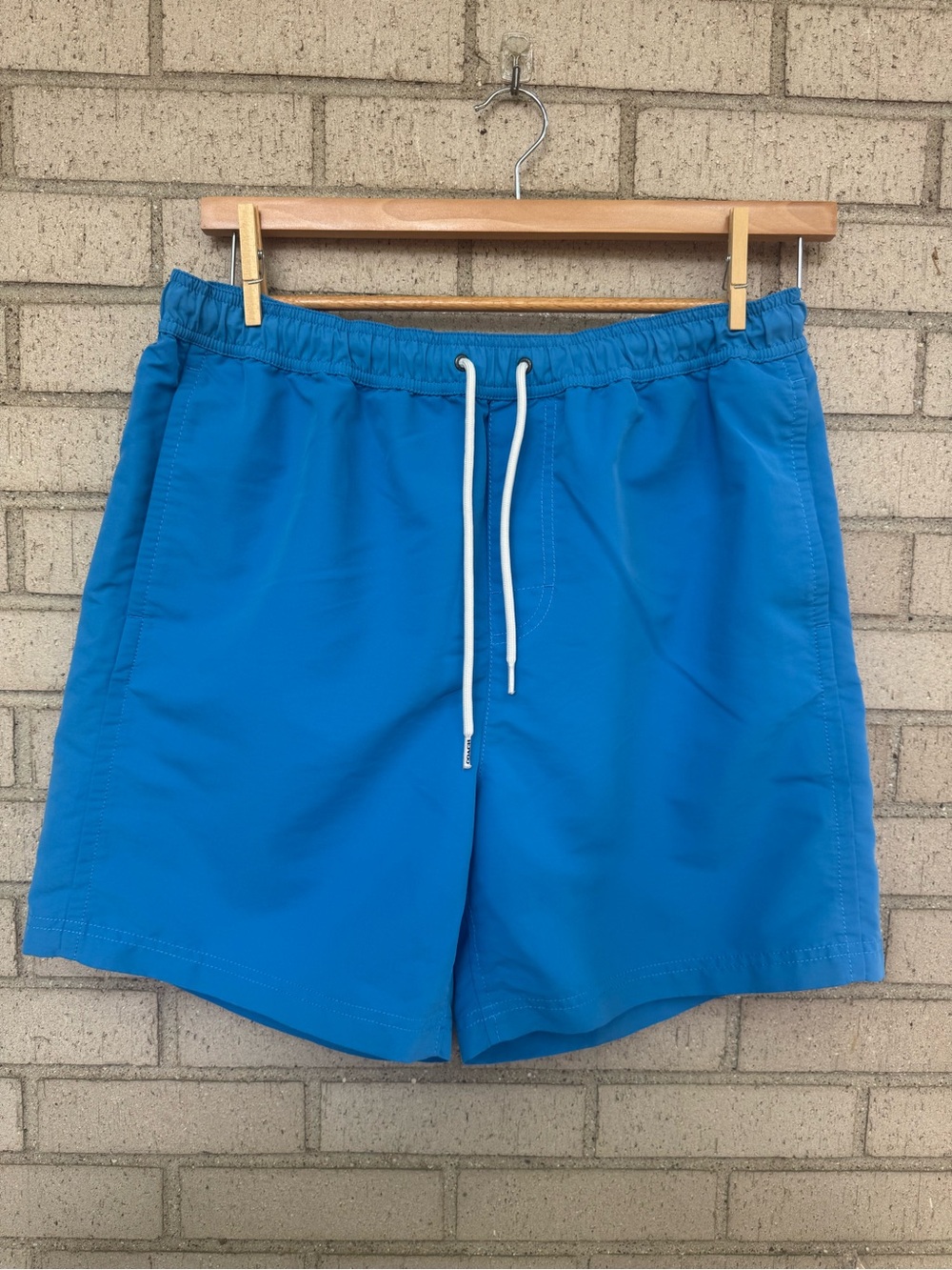Coach Men's Teal-Blue Swim Trunks with White Drawstring Large